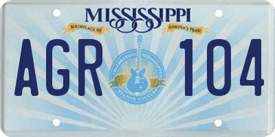 MS license plate AGR104