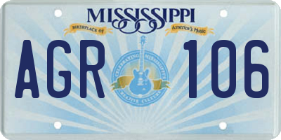 MS license plate AGR106