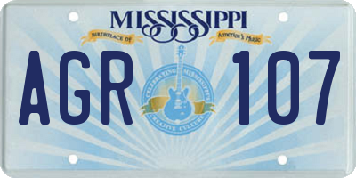 MS license plate AGR107