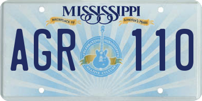 MS license plate AGR110
