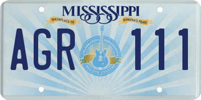 MS license plate AGR111