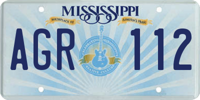 MS license plate AGR112