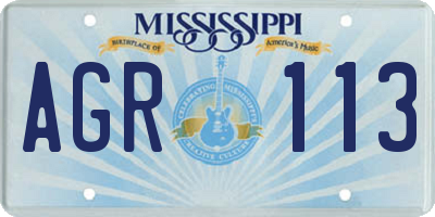 MS license plate AGR113