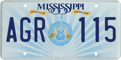 MS license plate AGR115
