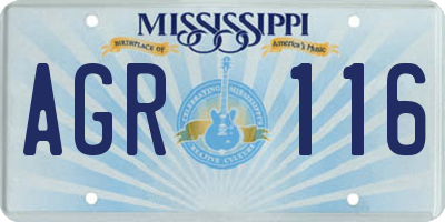 MS license plate AGR116