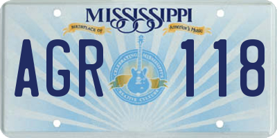 MS license plate AGR118