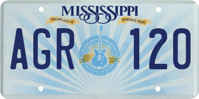 MS license plate AGR120