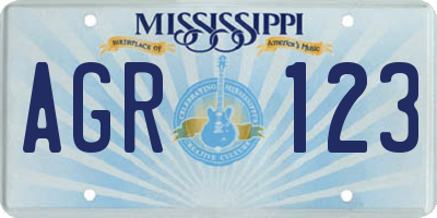 MS license plate AGR123