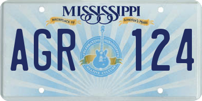 MS license plate AGR124