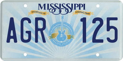MS license plate AGR125