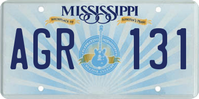 MS license plate AGR131
