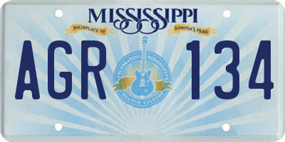MS license plate AGR134