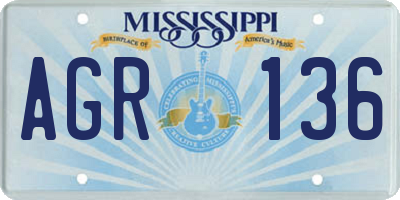 MS license plate AGR136