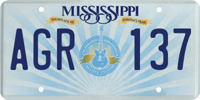 MS license plate AGR137
