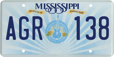 MS license plate AGR138