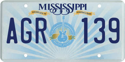 MS license plate AGR139