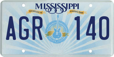 MS license plate AGR140