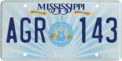 MS license plate AGR143