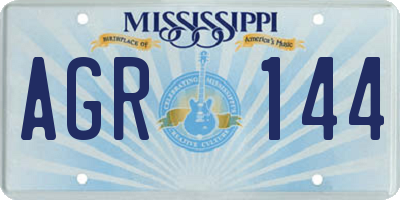MS license plate AGR144