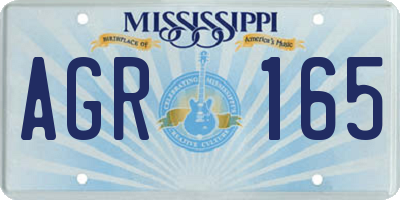 MS license plate AGR165