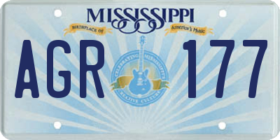 MS license plate AGR177