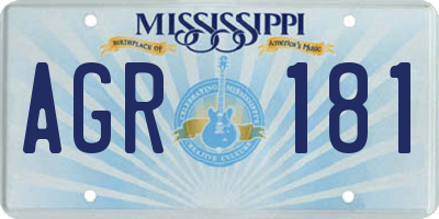 MS license plate AGR181