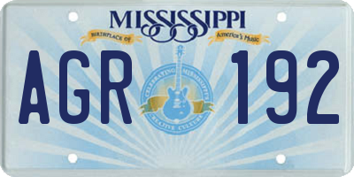 MS license plate AGR192