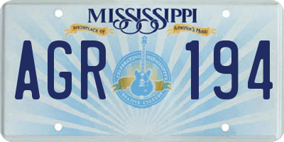MS license plate AGR194