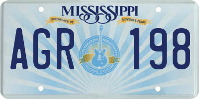 MS license plate AGR198