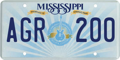 MS license plate AGR200
