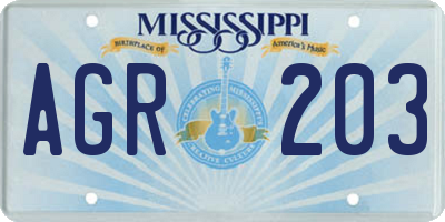 MS license plate AGR203