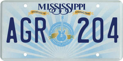 MS license plate AGR204