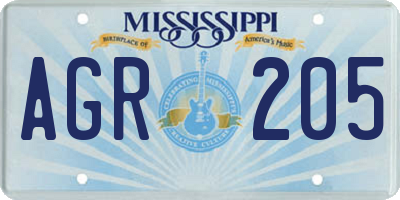 MS license plate AGR205
