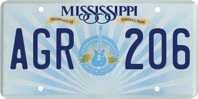 MS license plate AGR206
