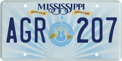 MS license plate AGR207