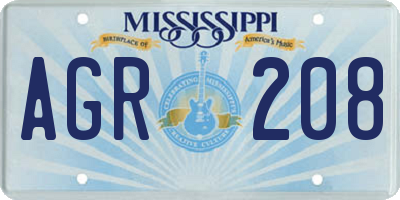 MS license plate AGR208