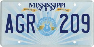 MS license plate AGR209
