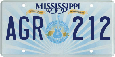 MS license plate AGR212