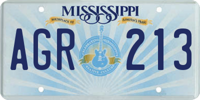 MS license plate AGR213