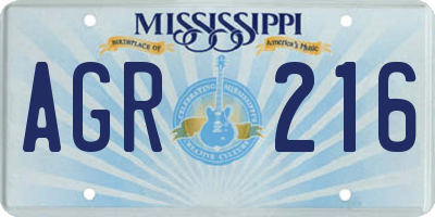 MS license plate AGR216