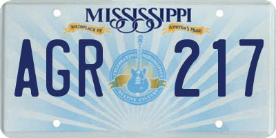 MS license plate AGR217