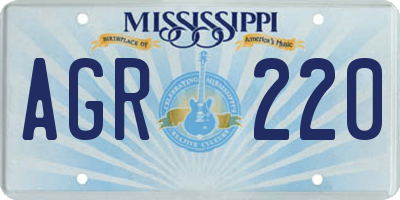 MS license plate AGR220