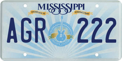 MS license plate AGR222