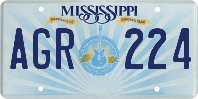 MS license plate AGR224