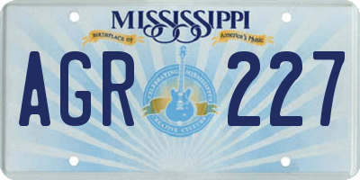 MS license plate AGR227