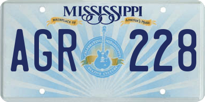 MS license plate AGR228
