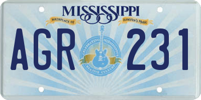MS license plate AGR231