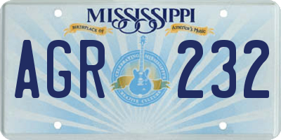 MS license plate AGR232