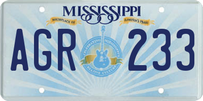MS license plate AGR233