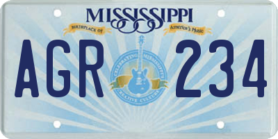 MS license plate AGR234